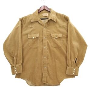 vtg Buffalo Bill Western‎ Corduroy Pearl Snap Shirt XL/XXL